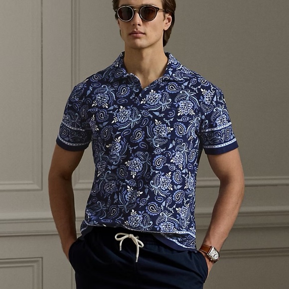 Ralph Lauren Purple Label Men's Paisley Riviera Terry Polo Shirt $695 Sz 2X (54)